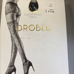 OROBLU Black Sheer Patterned Stay-Up Tights